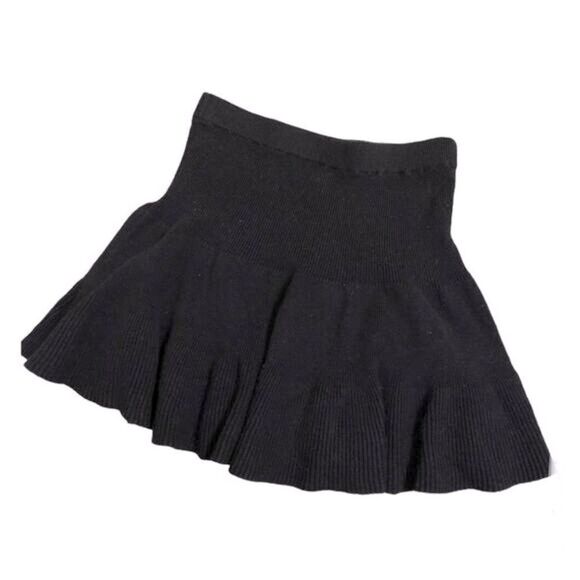 GAP Soft Knit pleated Ribbed black winter warm Skirt pull on circle 6/7 - Picture 1 of 6